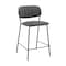 Armen Living Carlo 26" Gray Faux Leather and Black Metal Counter Height Bar Stool LCCOBABLGR26 - alternate 1